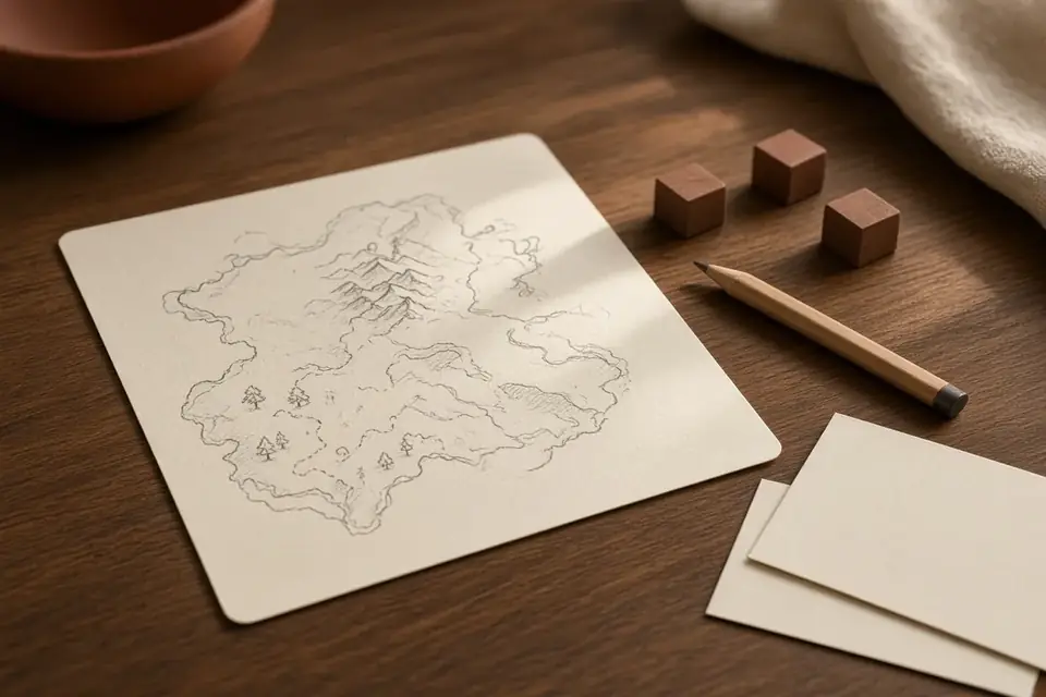 Componenti di gioco su tavolo di legno
